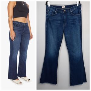 Mother The Weekender Fray Mid Rise Raw Hem Flare Jeans size 33